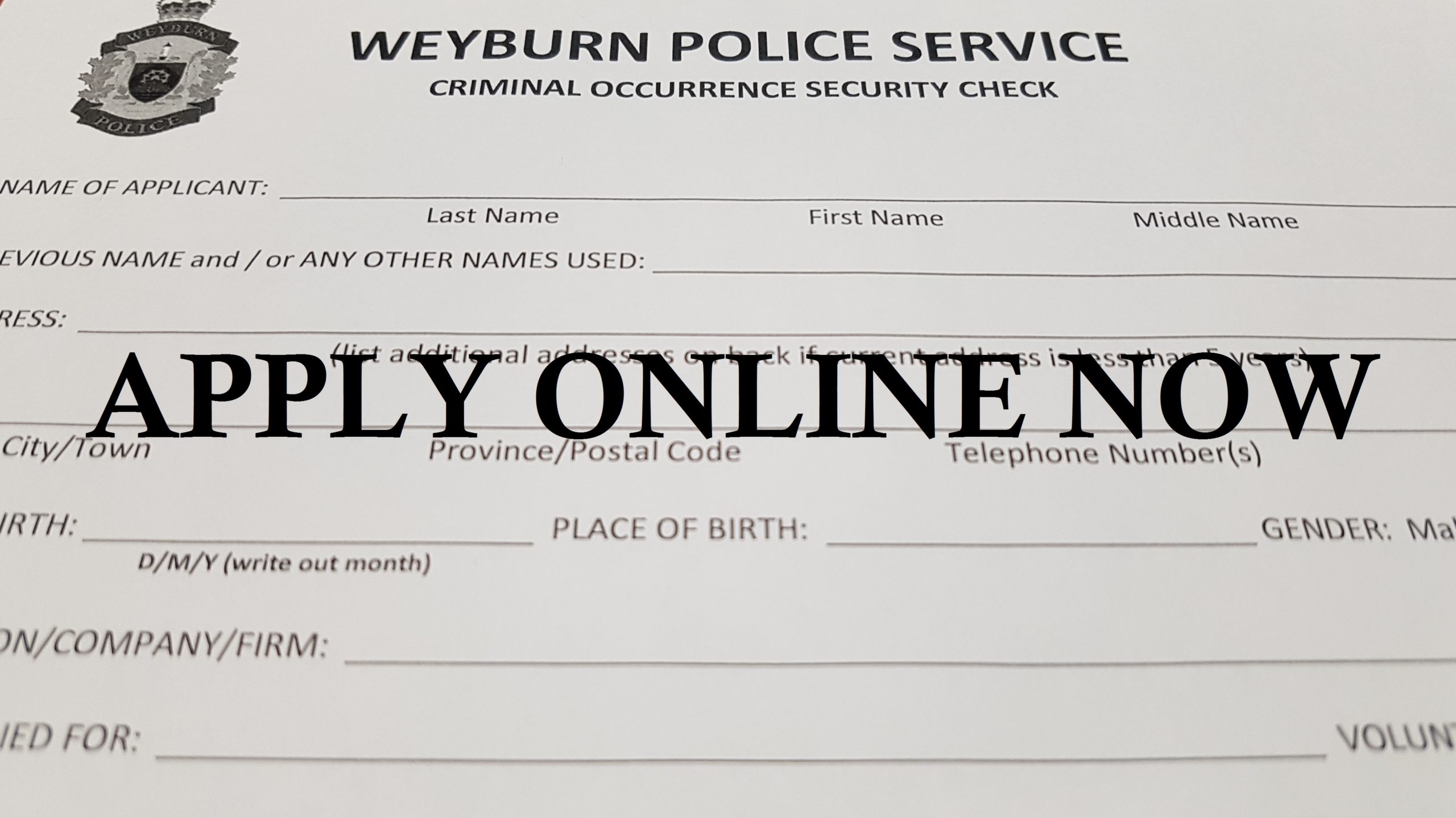 Criminal Records/Pardons - Weyburn Police Service